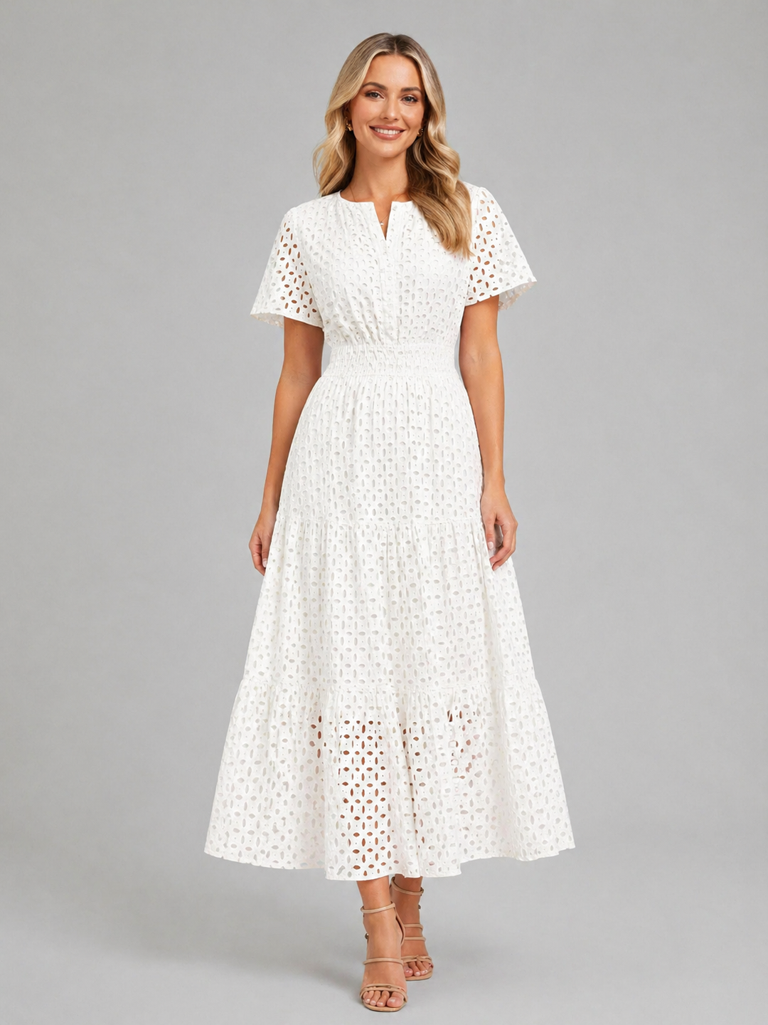 Marguerite Eyelet Midi Dress