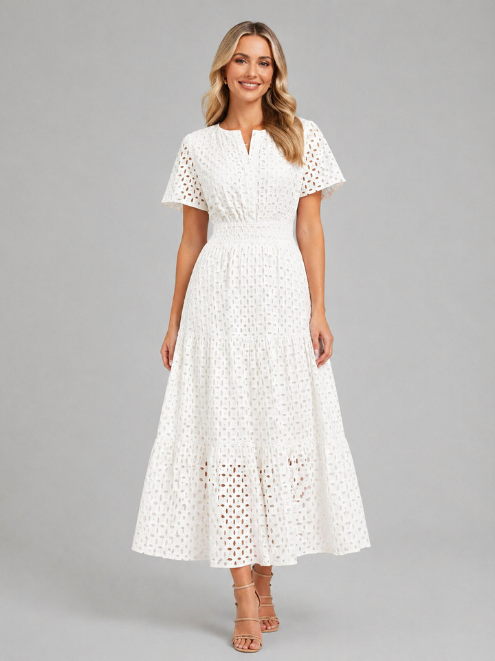 Marguerite Eyelet Midi Dress