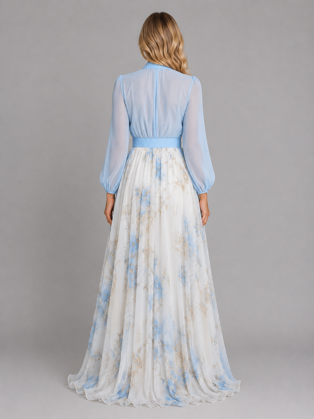 Women’s Floral Chiffon Maxi Dress – Flowing Silhouette