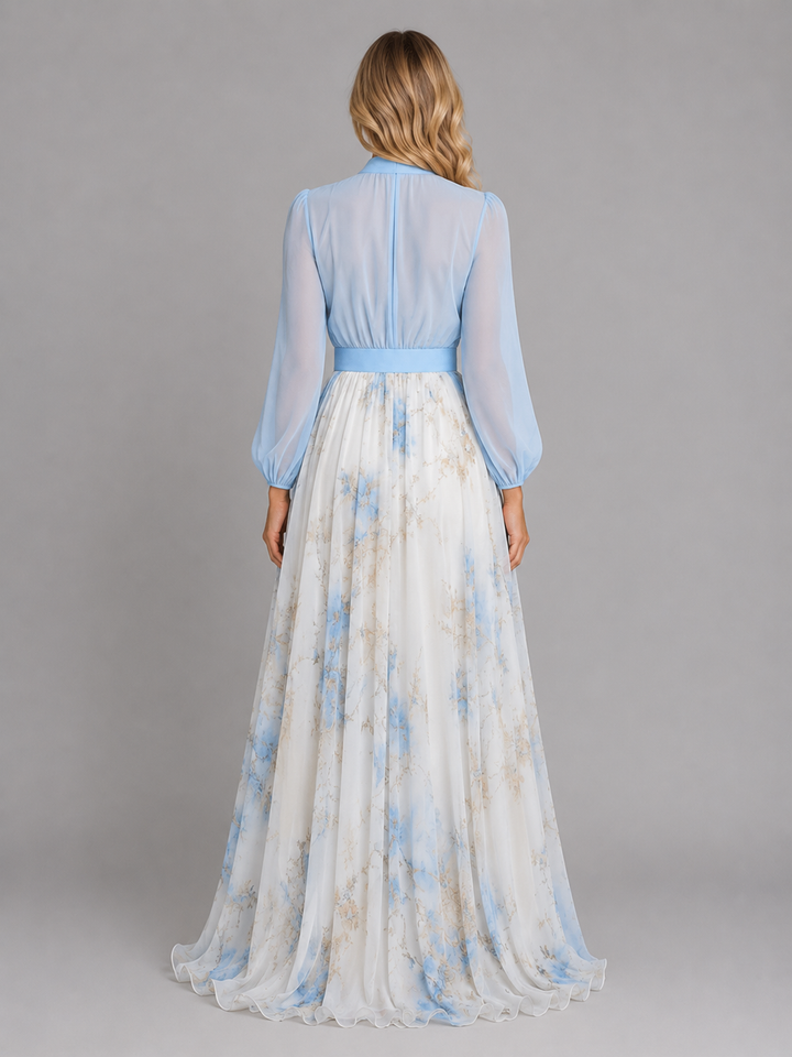Women’s Floral Chiffon Maxi Dress – Flowing Silhouette