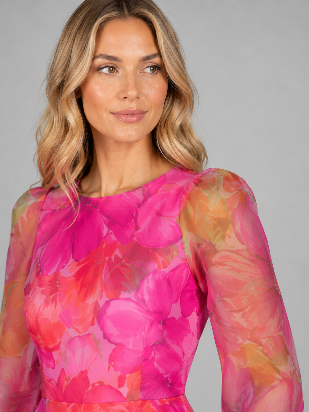 Women's Floral Chiffon Midi Dress – Summer Occasion Style