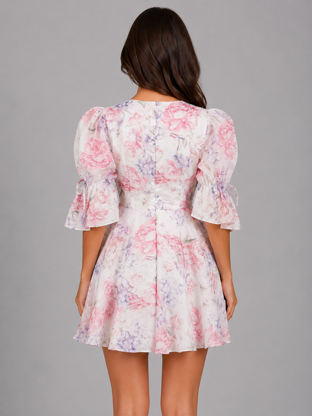 Women’s Floral Chiffon Mini Dress – Elegant Summer Occasion