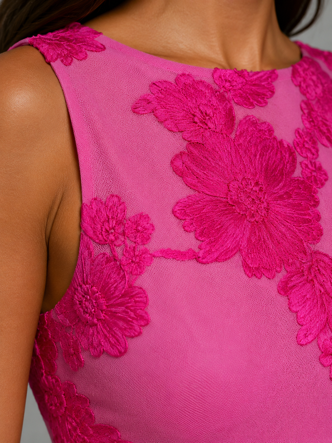Women’s Floral Embroidered Maxi Dress – Sleeveless Occasion Dress
