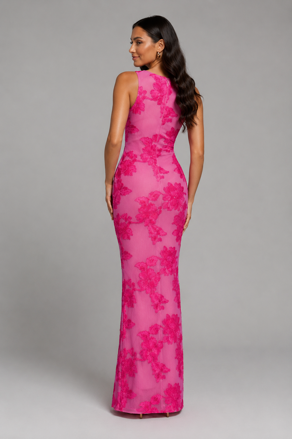 Women’s Floral Embroidered Maxi Dress – Sleeveless Occasion Dress
