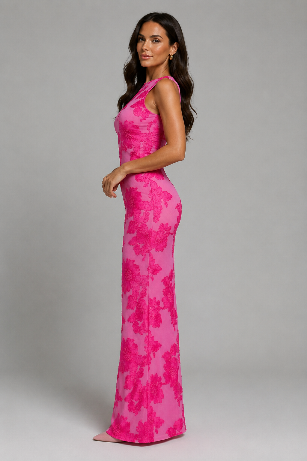 Women’s Floral Embroidered Maxi Dress – Sleeveless Occasion Dress