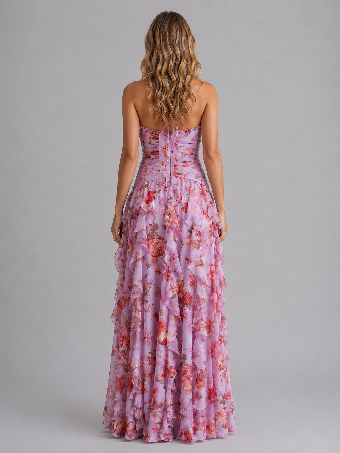 Women’s Floral Halter Maxi Dress – Wedding Guest Evening Gown