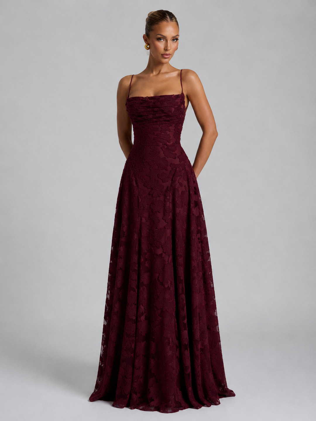Women’s Floral Maxi Dress – Sculpted Silhouette