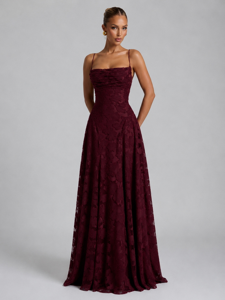 Women’s Floral Maxi Dress – Sculpted Silhouette