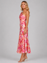 Women’s Floral One-Shoulder Midi Dress – Summer Occassion Style