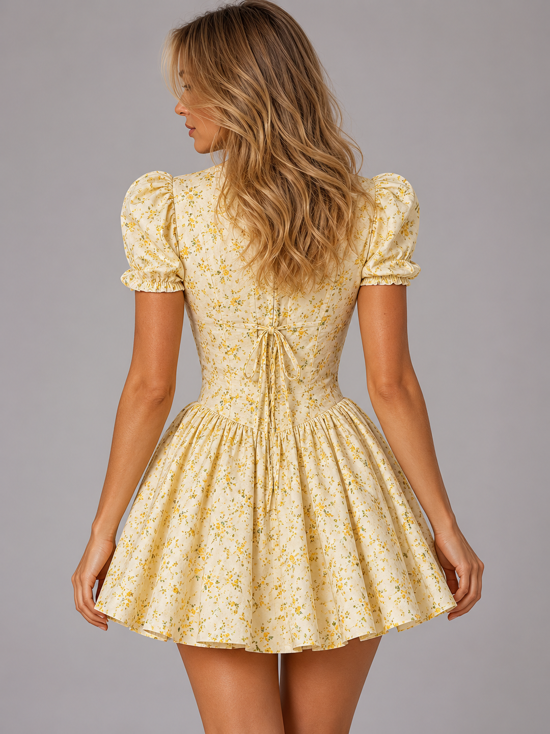Women's Floral Puff Sleeve Mini Dress – Summer Occasion Style