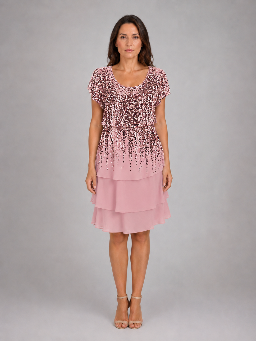 Women's Floral Ruffle Mini Dress – Layered Short Sleeve Style