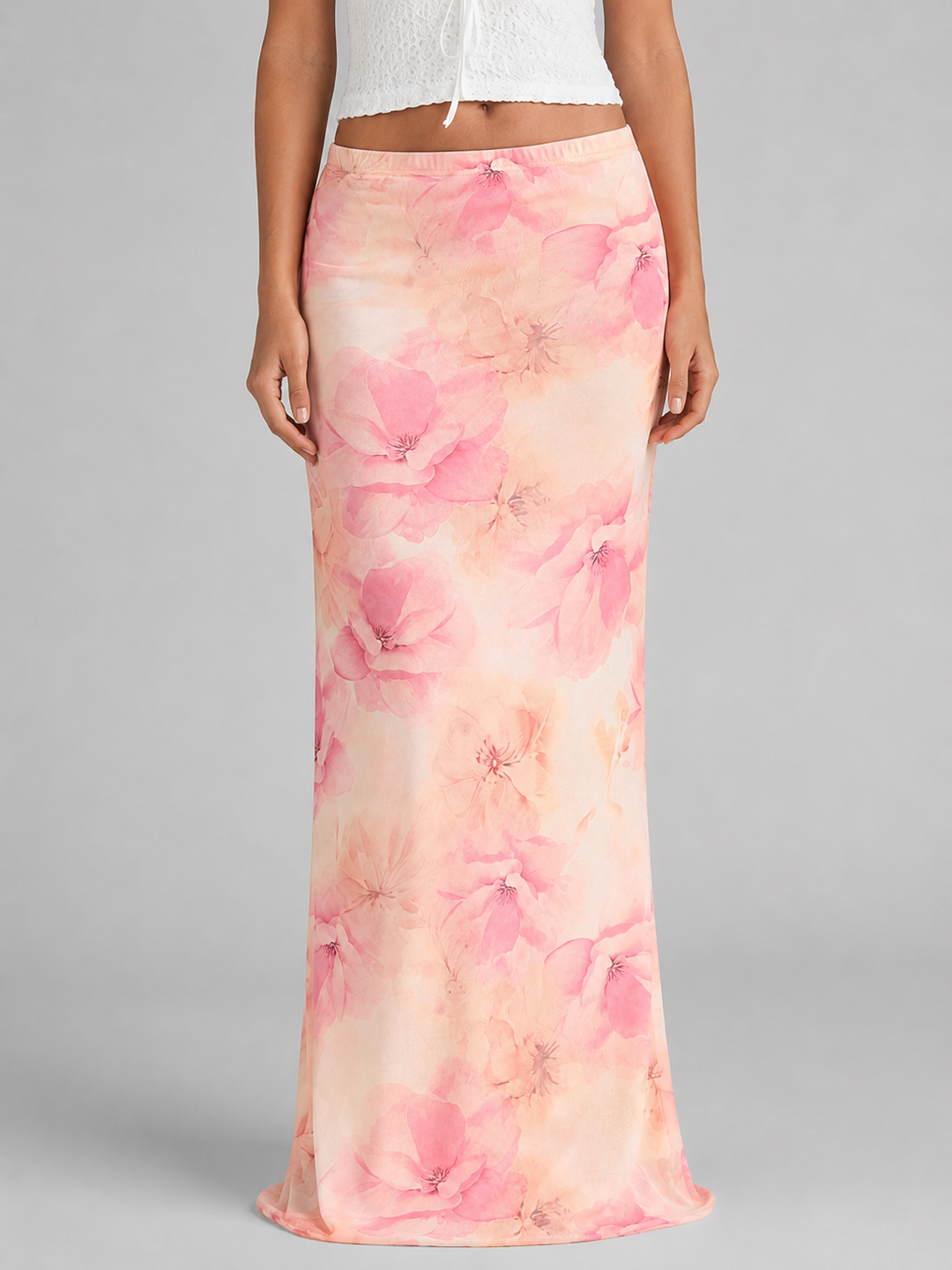 Women's Floral Satin Feel Maxi Skirt – Summer Holiday Occasion