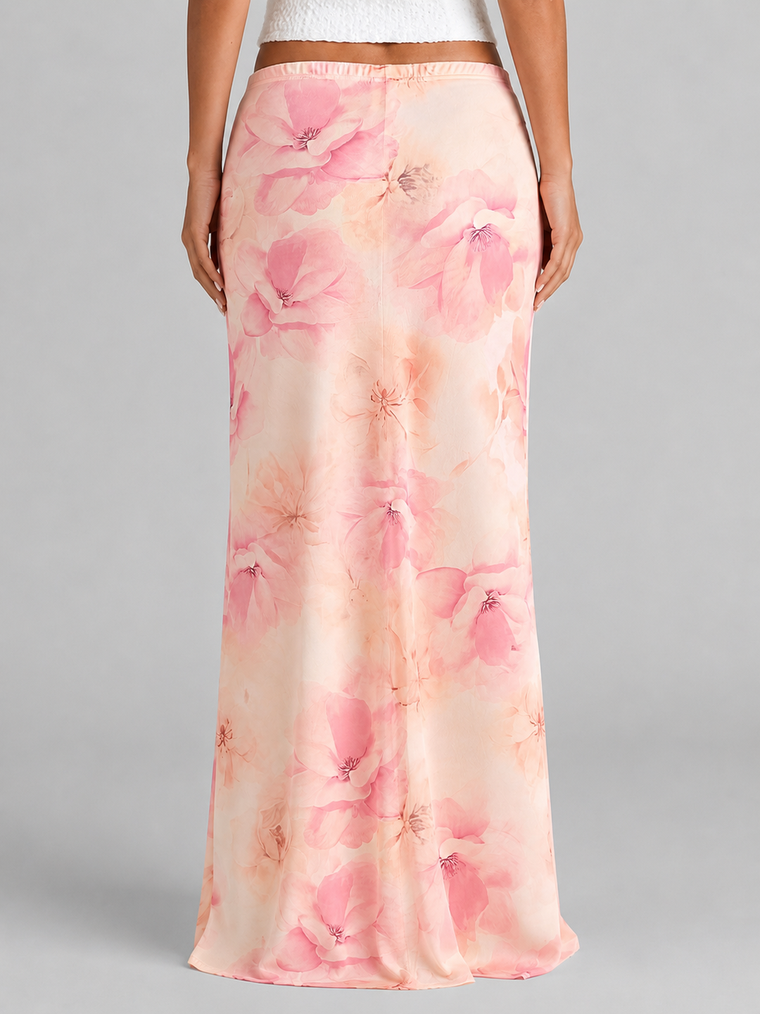 Women's Floral Satin Feel Maxi Skirt – Summer Holiday Occasion