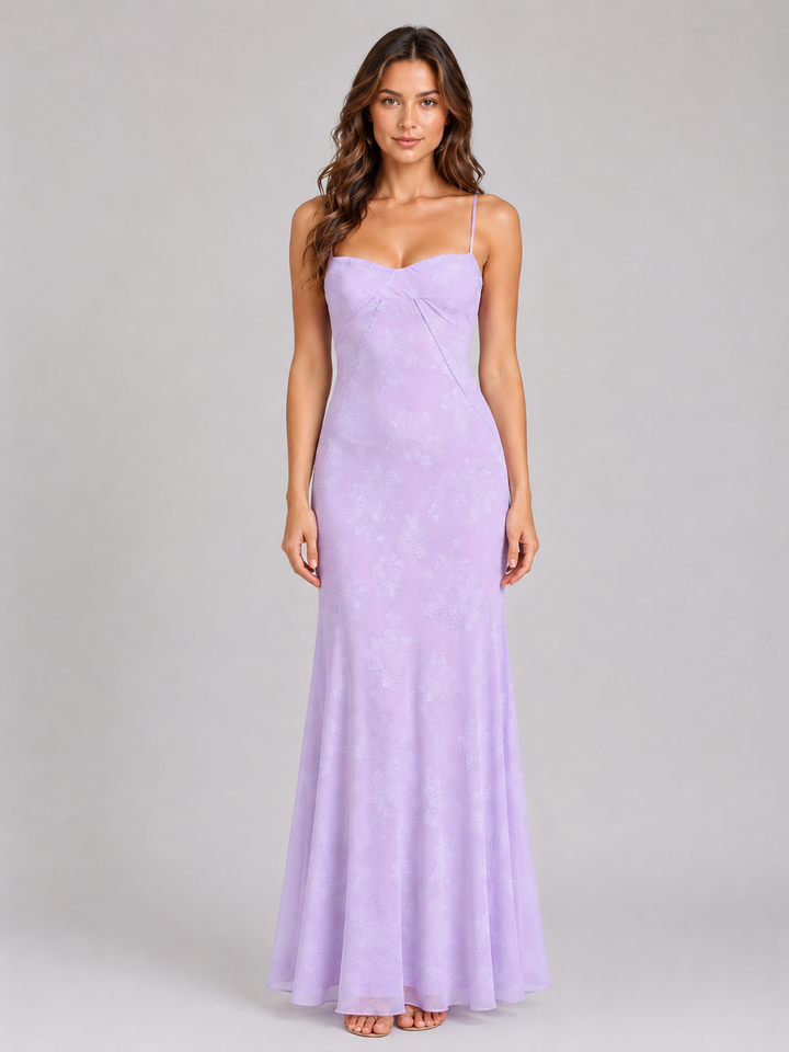 Women's Floral Sweetheart Maxi Dress - Flowing Silhouette