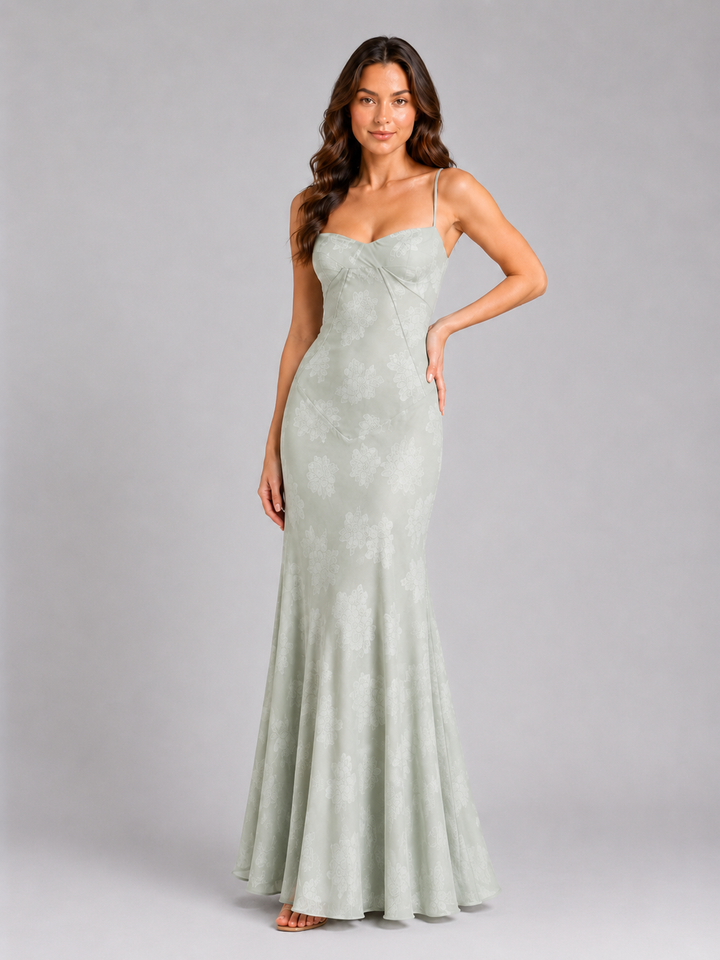 Women's Floral Sweetheart Maxi Dress – Flowing Silhouette