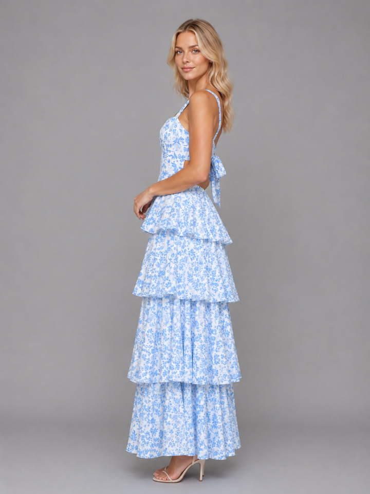 Women's Floral Tiered Maxi Dress – Summer Occassion Style