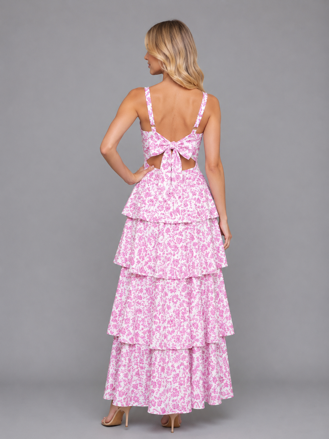 Women's Floral Tiered Maxi Dress – Summer Occassion Style