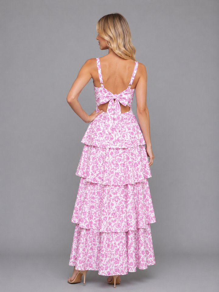 Women's Floral Tiered Maxi Dress – Summer Occassion Style