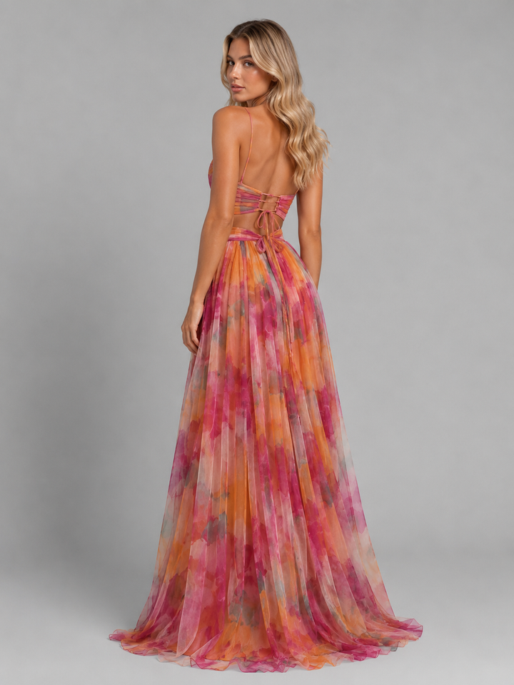 Women’s Floral V-Neck Maxi Dress – Flowing Silhouette