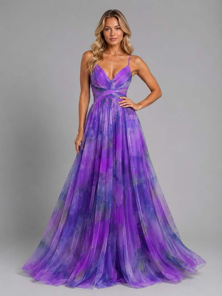 Women’s Floral V-Neck Maxi Dress – Flowing Silhouette
