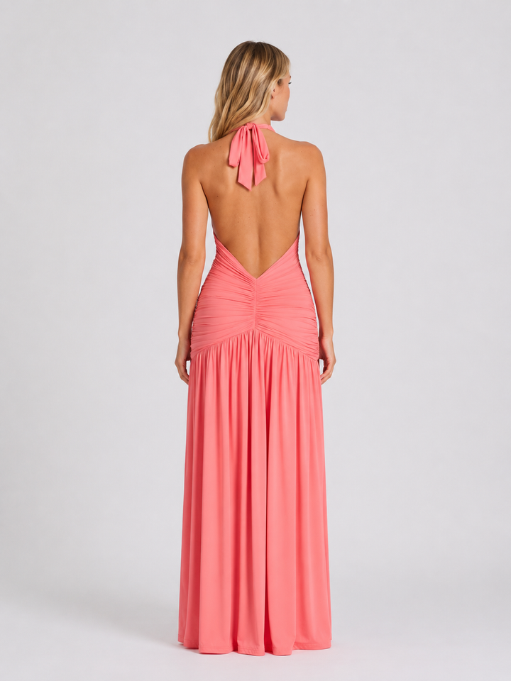 Women’s Halterneck Maxi Dress – Wedding Guest Gown