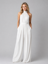 Women’s Halter Neck Wide Leg Jumpsuit – Elegant Flowing Style