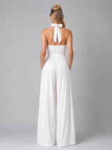 Women’s Halter Neck Wide Leg Jumpsuit – Elegant Flowing Style