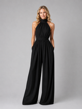 Women’s Halter Neck Wide Leg Jumpsuit – Elegant Flowing Style
