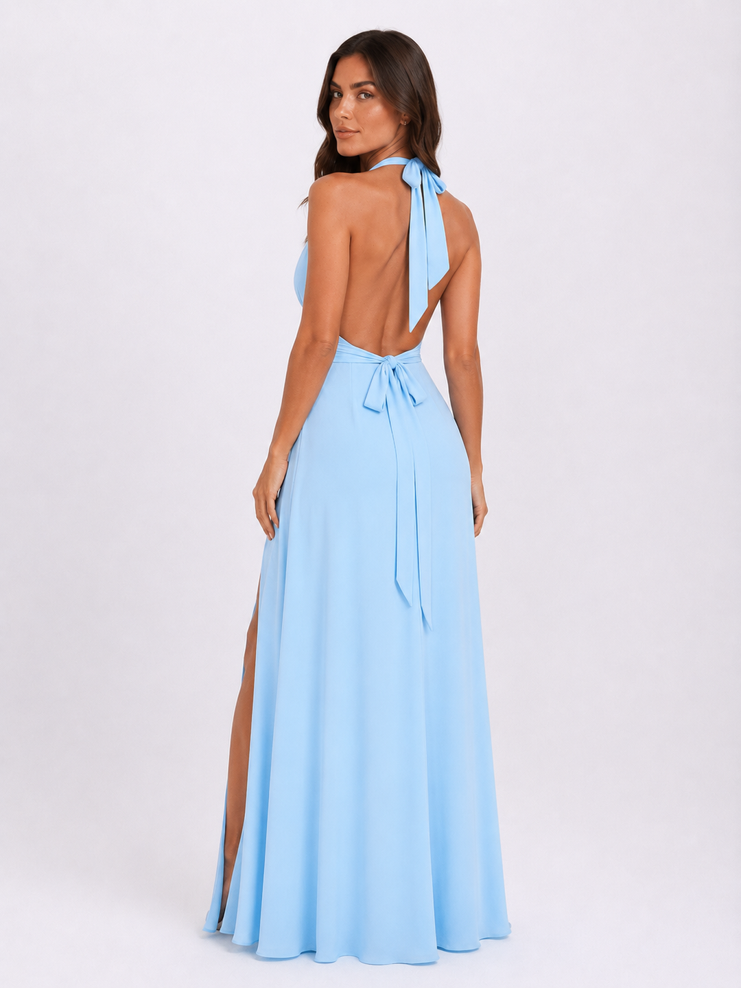 Women’s Halterneck Maxi Dress – Side Split Occasion Dress