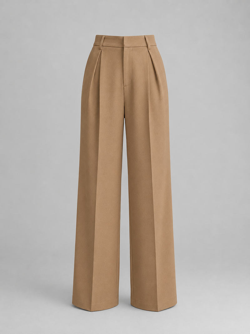 Women's High Waisted Wide Leg Trousers - Tailored Everyday Style