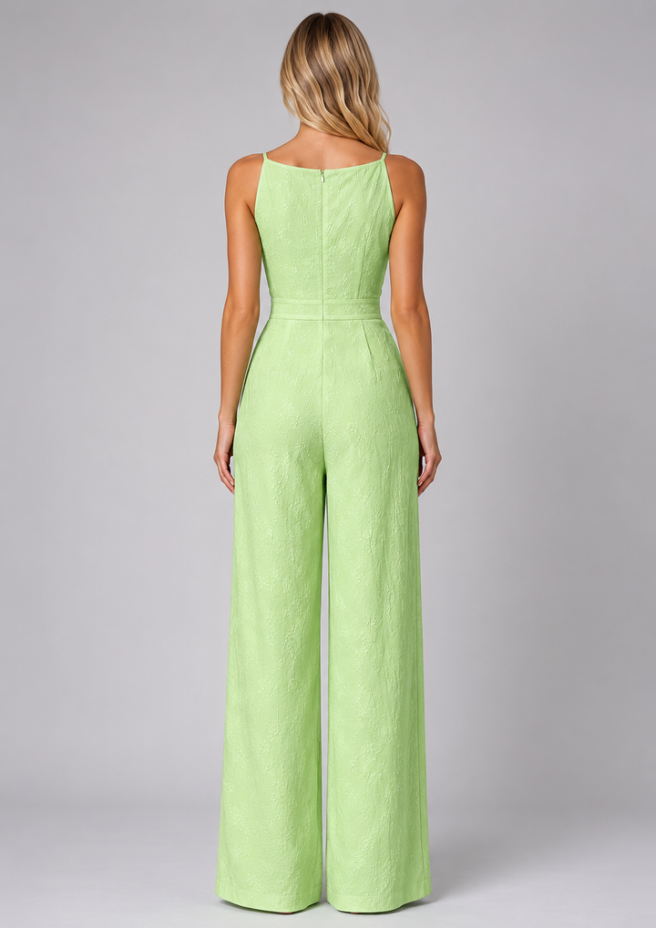 Women’s Jacquard Wide Leg Jumpsuit – Summer Occasion Style