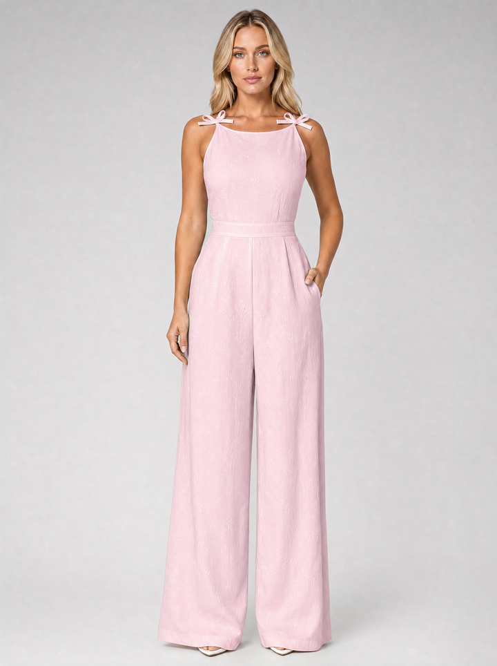 Women’s Jacquard Wide Leg Jumpsuit – Summer Occasion Style