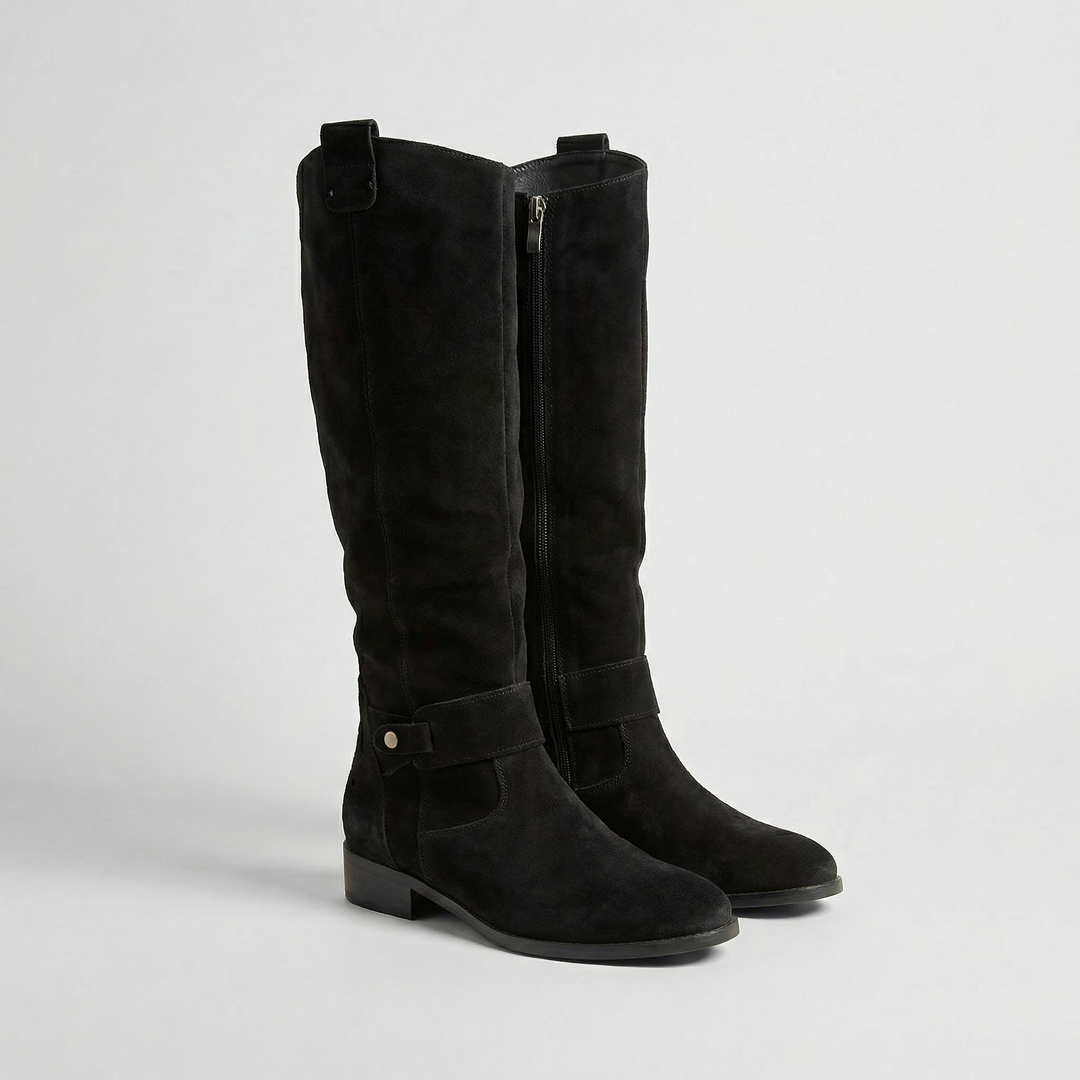 Women’s Knee-High Slouch Boots – Suede Look Elegance