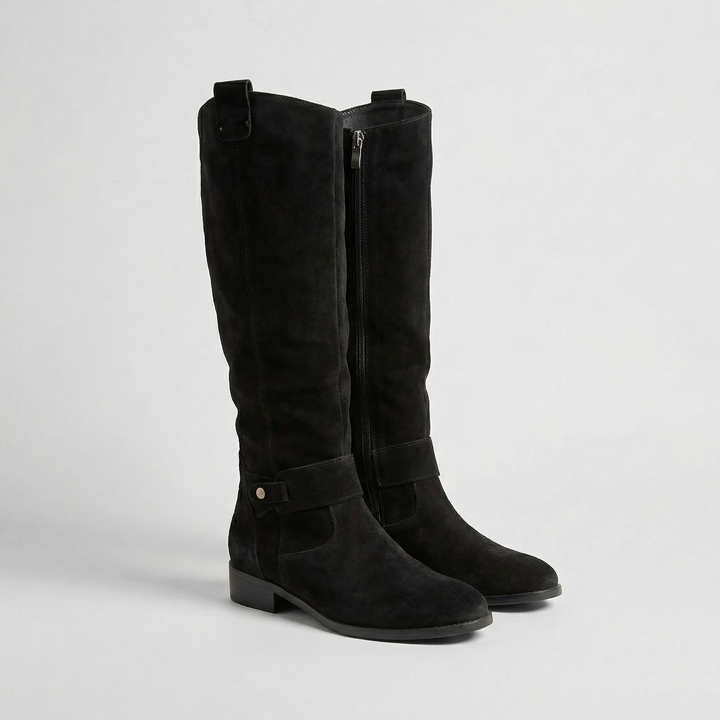 Women’s Knee-High Slouch Boots – Suede Look Elegance