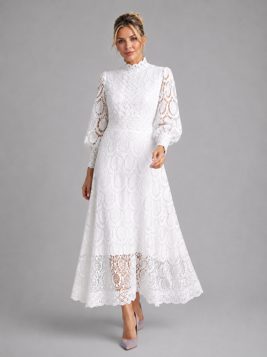 Women’s Lace Midi Dress – Elegant Flowing Silhouette