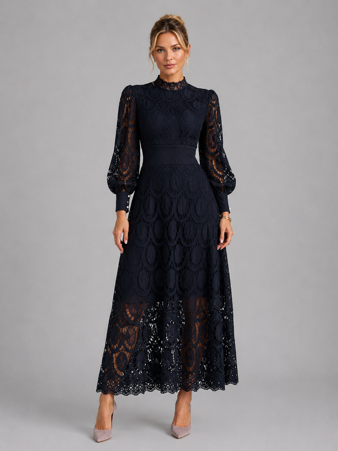 Women’s Lace Midi Dress – Elegant Flowing Silhouette
