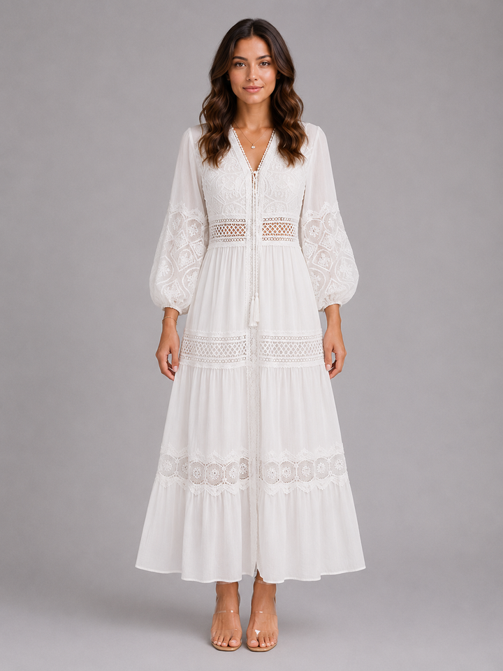 Women’s Lace Trim Maxi Dress – Summer Occasion Style
