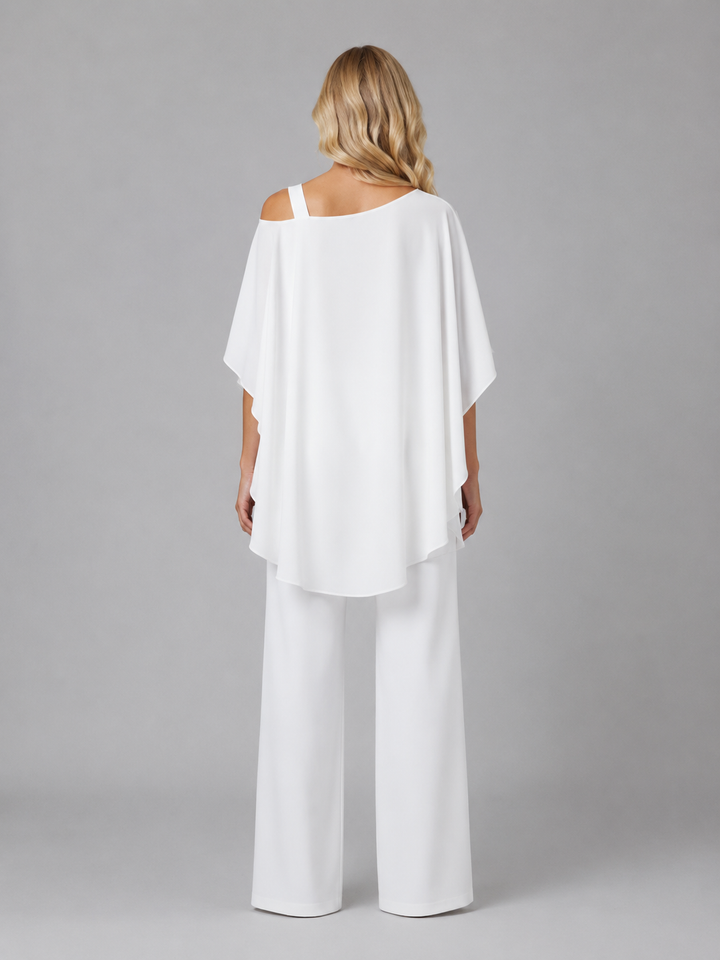 Women's Layered Chiffon Two-Piece Set – Flowy Co-Ord Suit