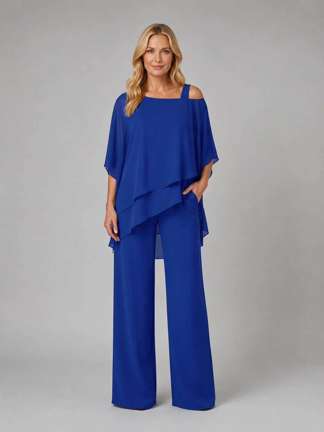 Women's Layered Chiffon Two-Piece Set – Flowy Co-Ord Suit