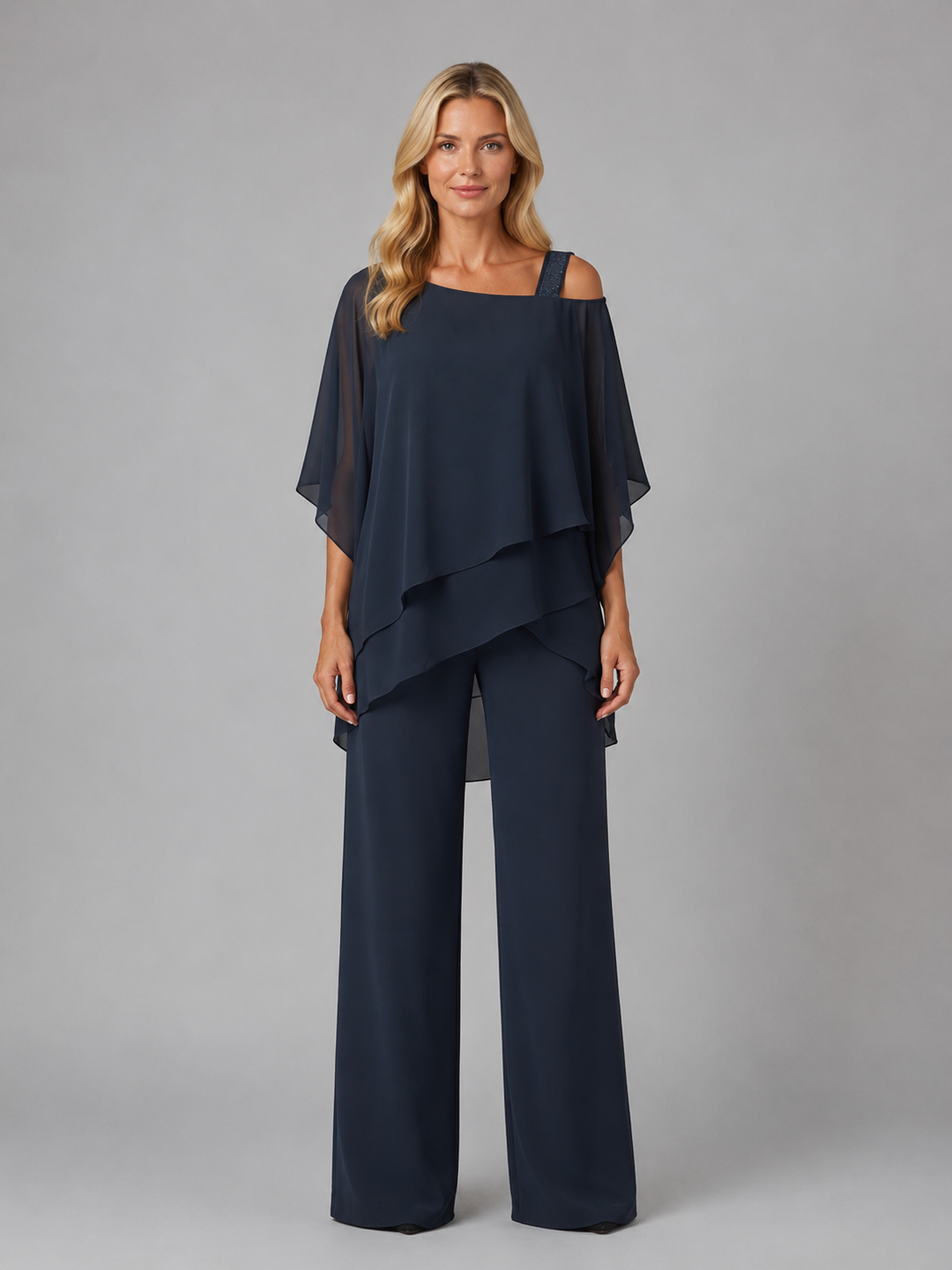 Women's Layered Chiffon Two-Piece Set – Flowy Co-Ord Suit