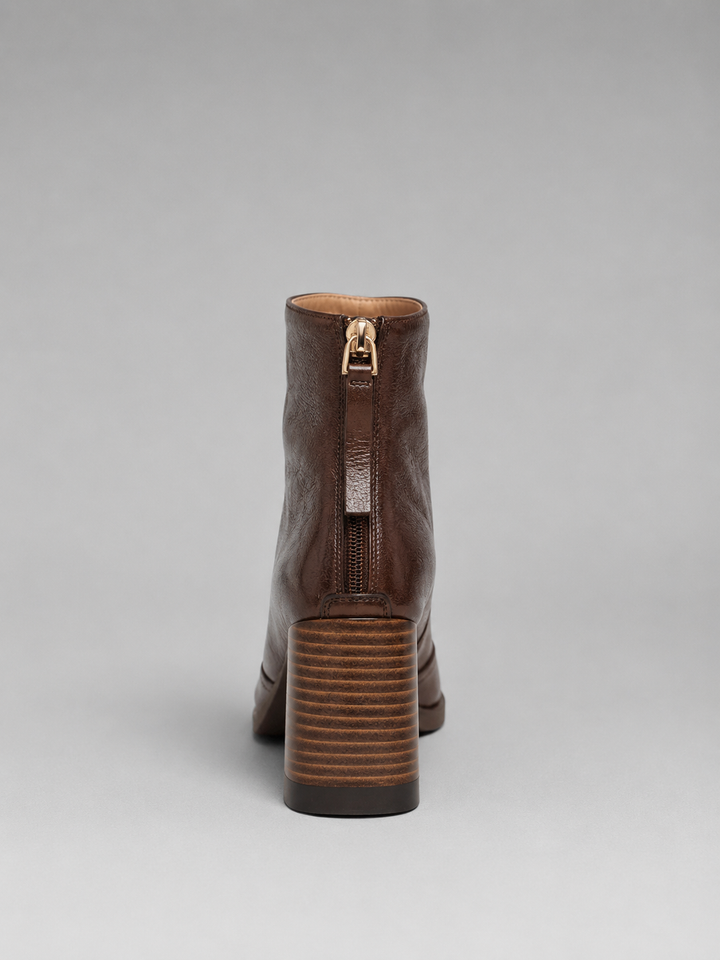 Women’s Leather Ankle Boots – Elegant Block Heel