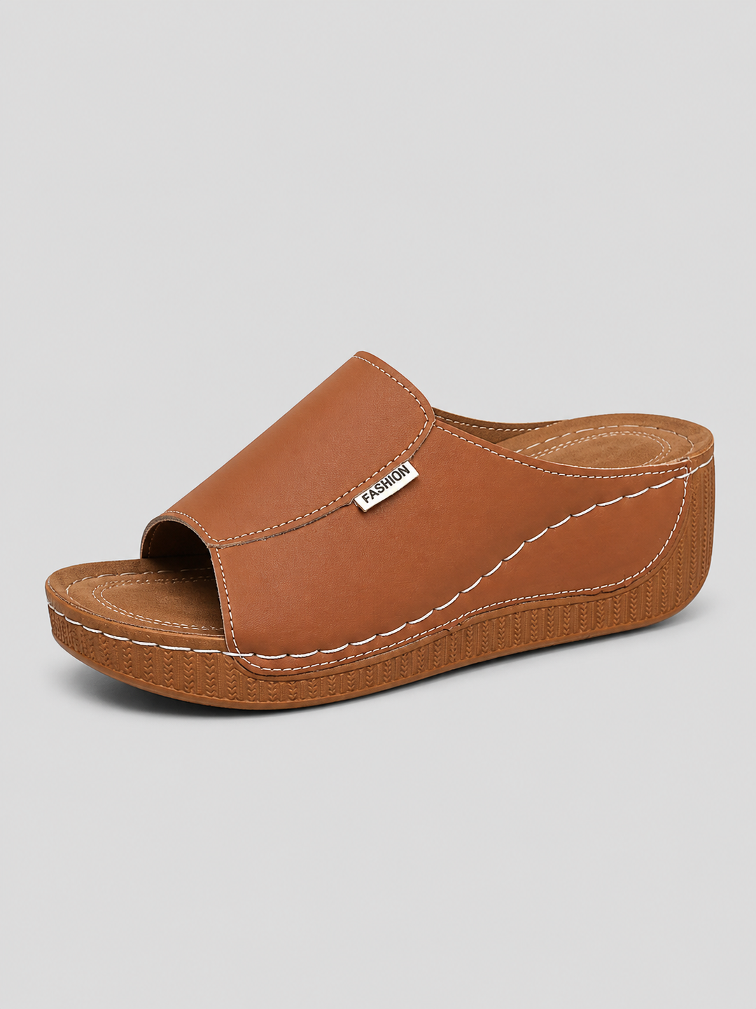 Women’s Leather Look Comfort Slide Sandals – Effortless Summer Style