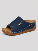 Women’s Leather Look Comfort Slide Sandals – Effortless Summer Style