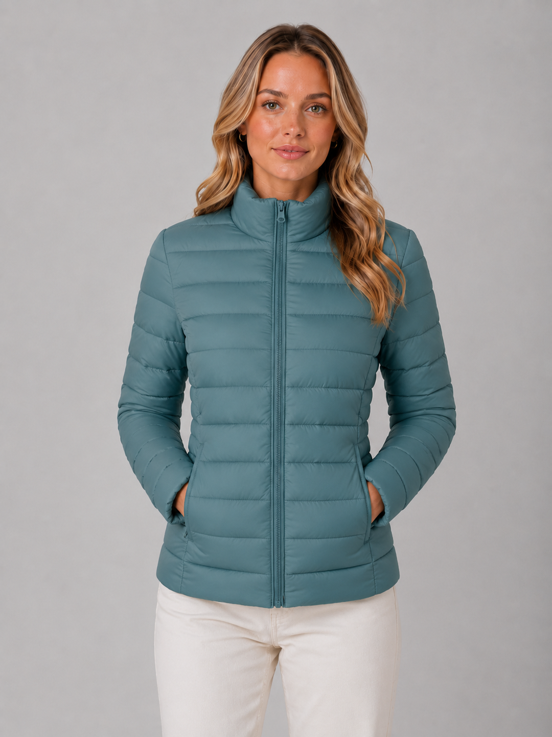 Women’s Lightweight Puffer Summer Jacket – Slim Fit Zip-Up Coat