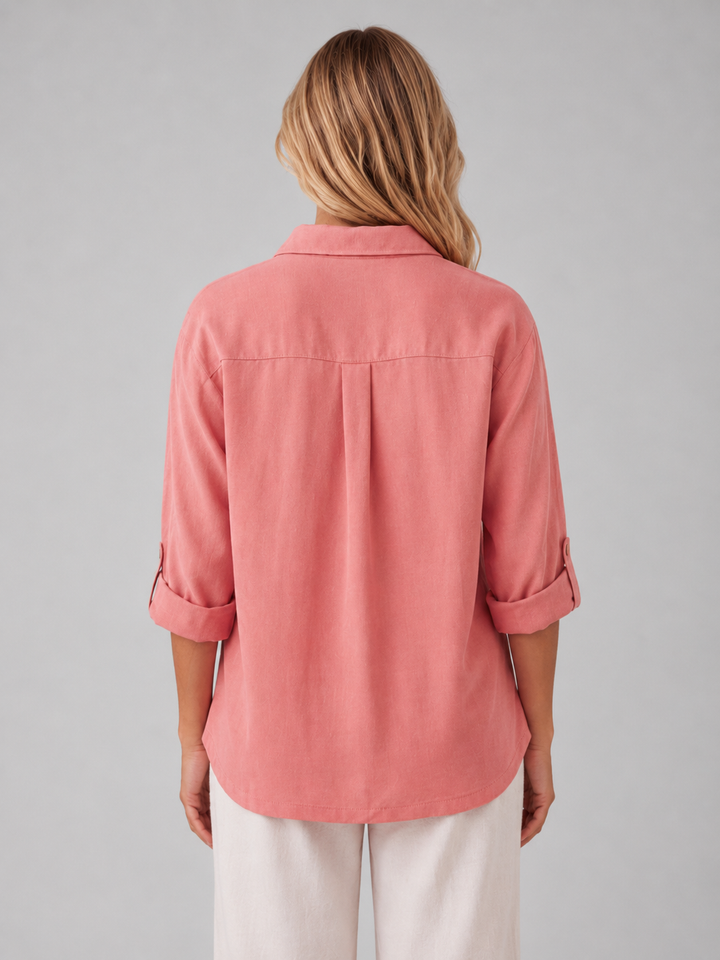 Women's Linen-Look Button Shirt – Relaxed Summer Blouse