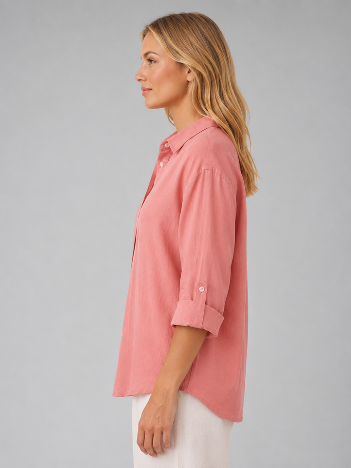 Women's Linen-Look Button Shirt – Relaxed Summer Blouse