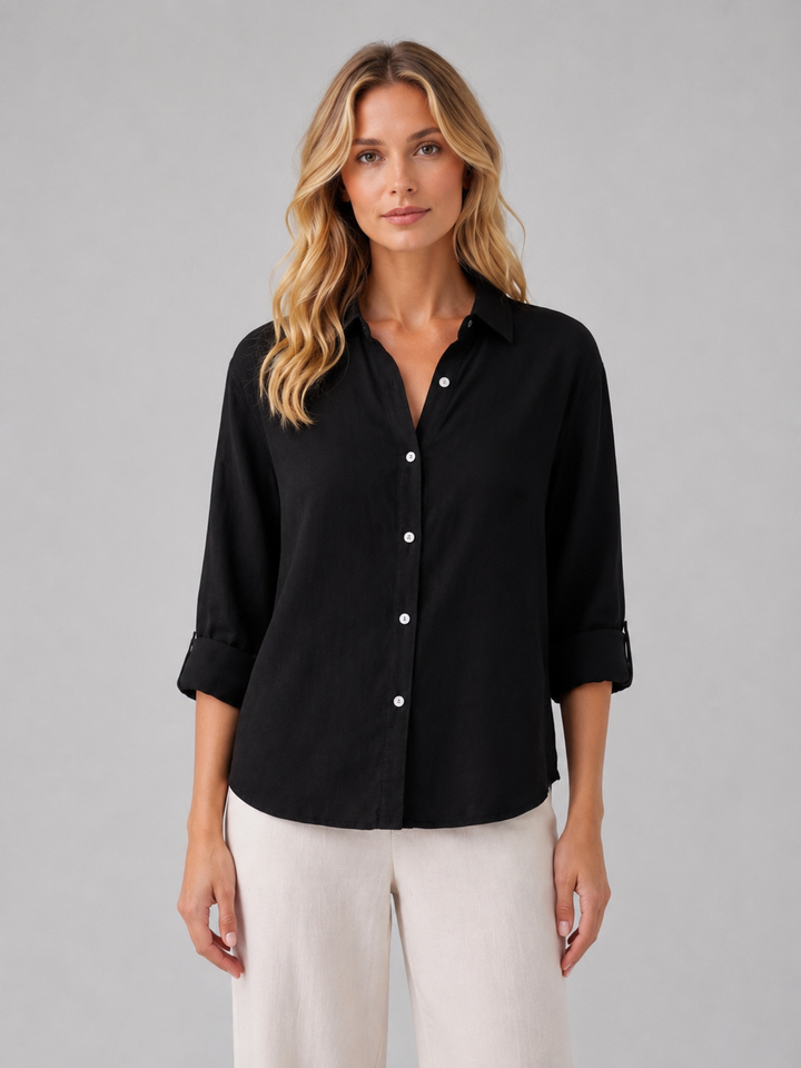 Women's Linen-Look Button Shirt – Relaxed Summer Blouse