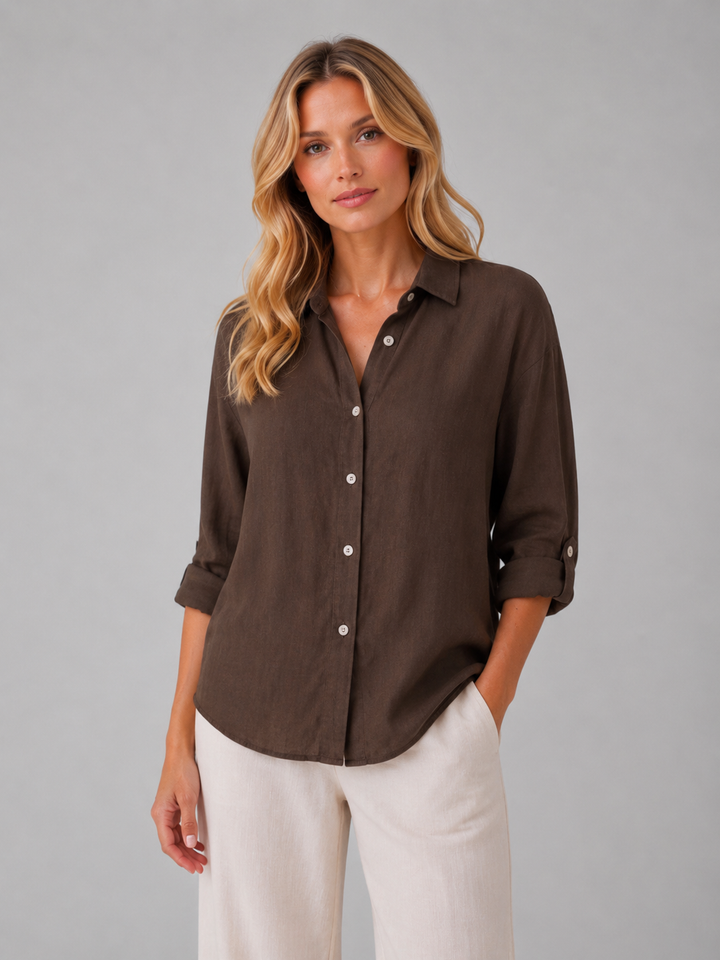 Women's Linen-Look Button Shirt – Relaxed Summer Blouse