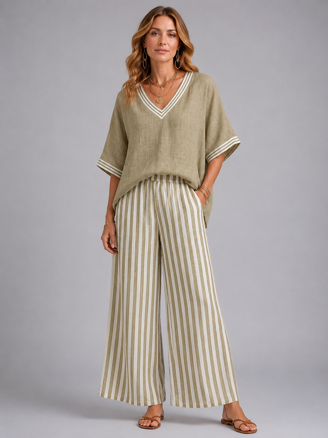 Women’s Linen-Look Two Piece Set – Relaxed Summer Style