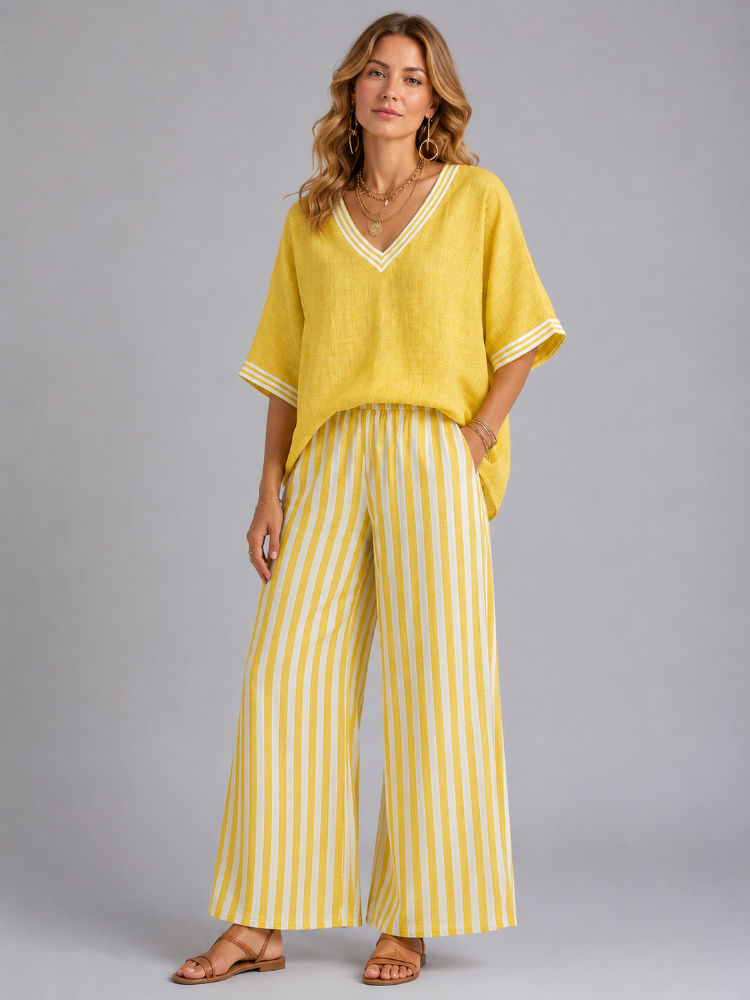 Women’s Linen-Look Two Piece Set – Relaxed Summer Style